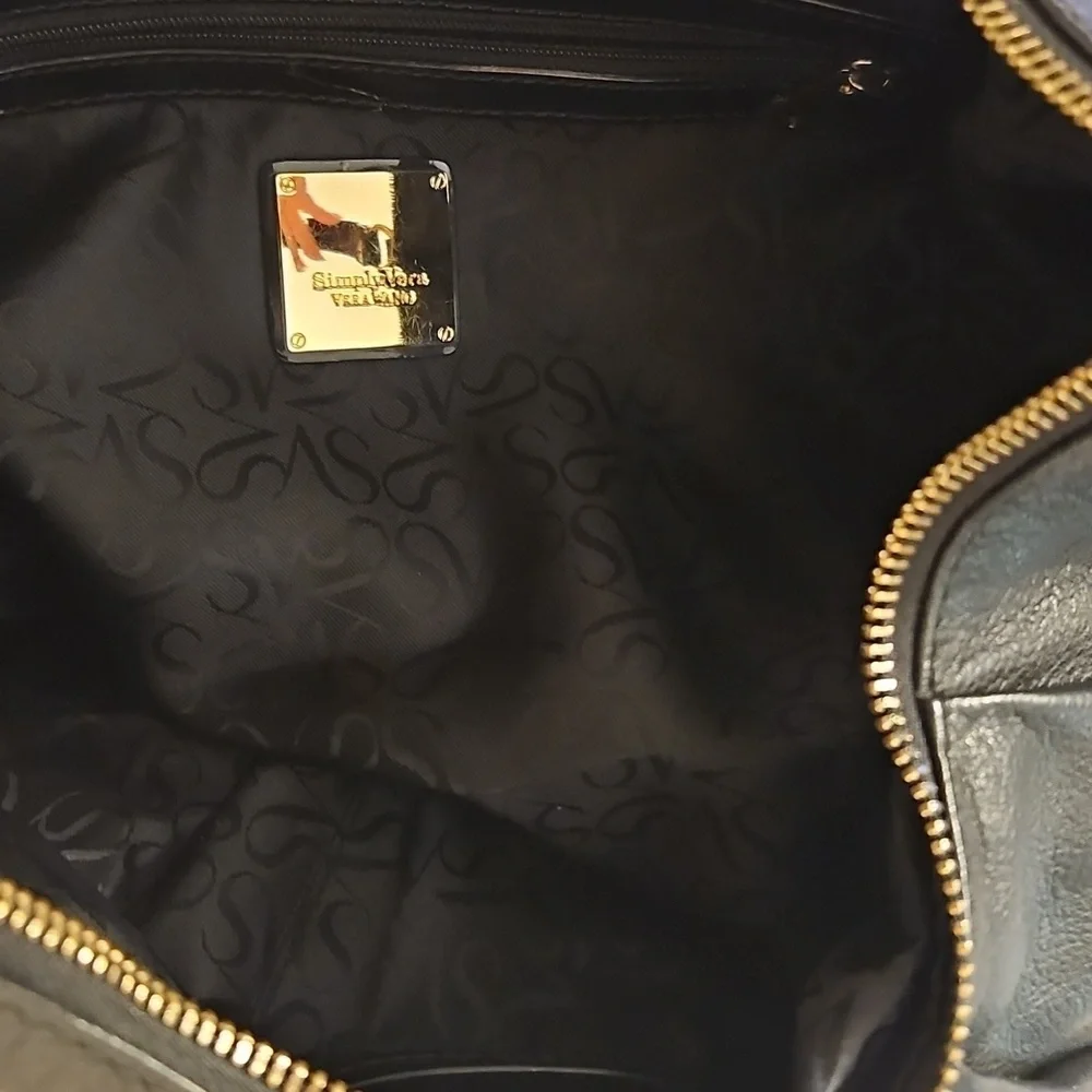 SIMPLY VERA Black Leather Hobo Shoulder Bag